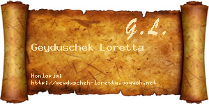 Geyduschek Loretta névjegykártya